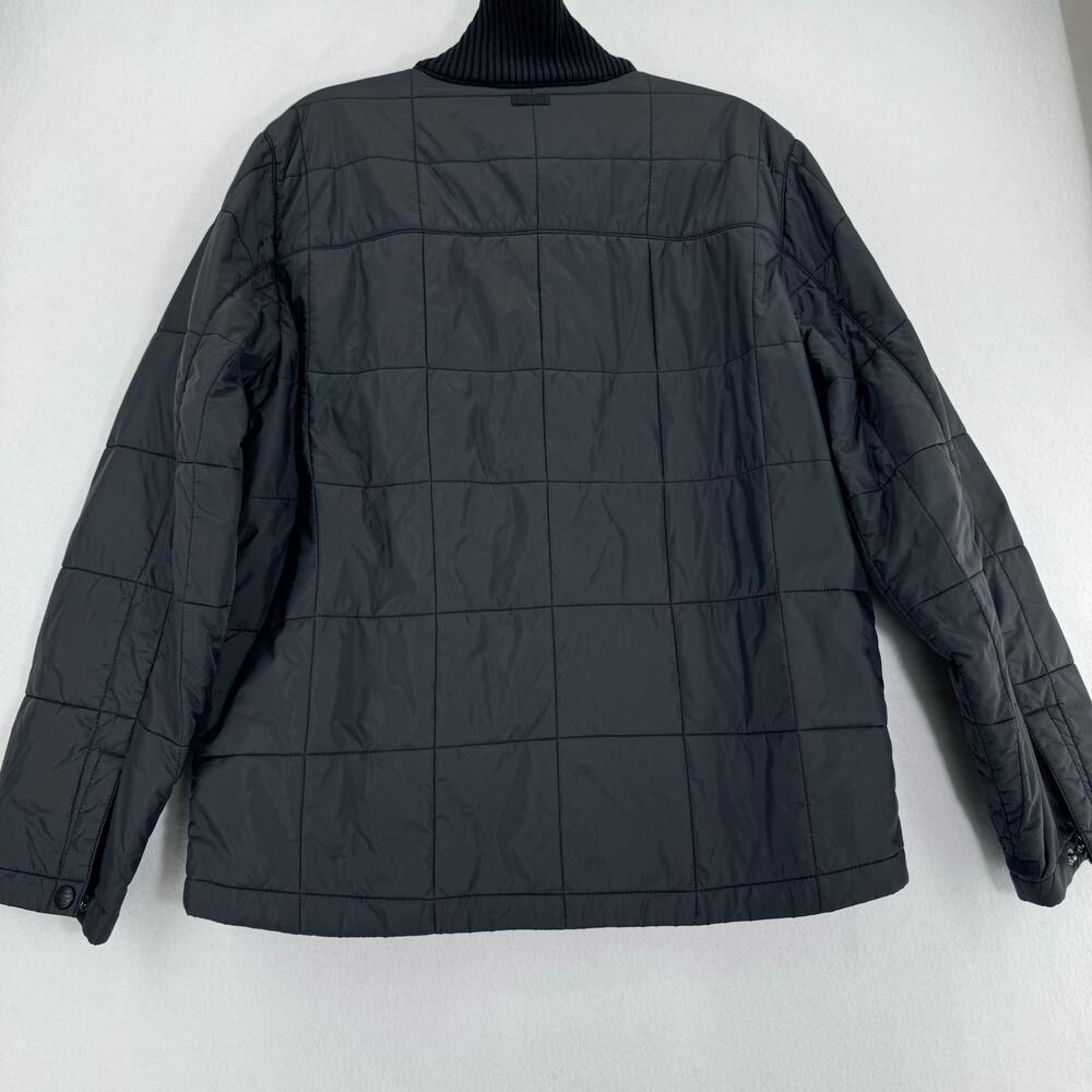 L.L.Bean Black Nylon Insulated Quilted Jacket Full Zip Ribbed Collar Mens Medium - Picture 5 of 7